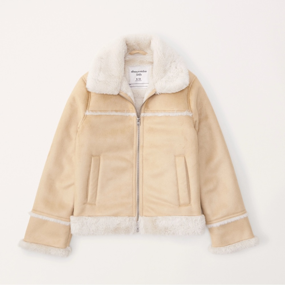 Abercrombie & Fitch Beige Faux Shearling Coat